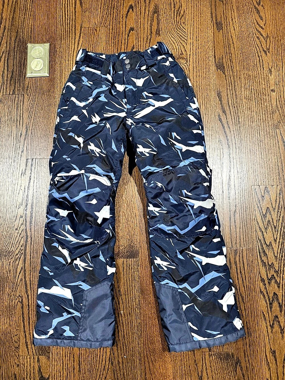 TSLA Kids Snow Pants Abstract Blue & White Size 10/12 Like New
